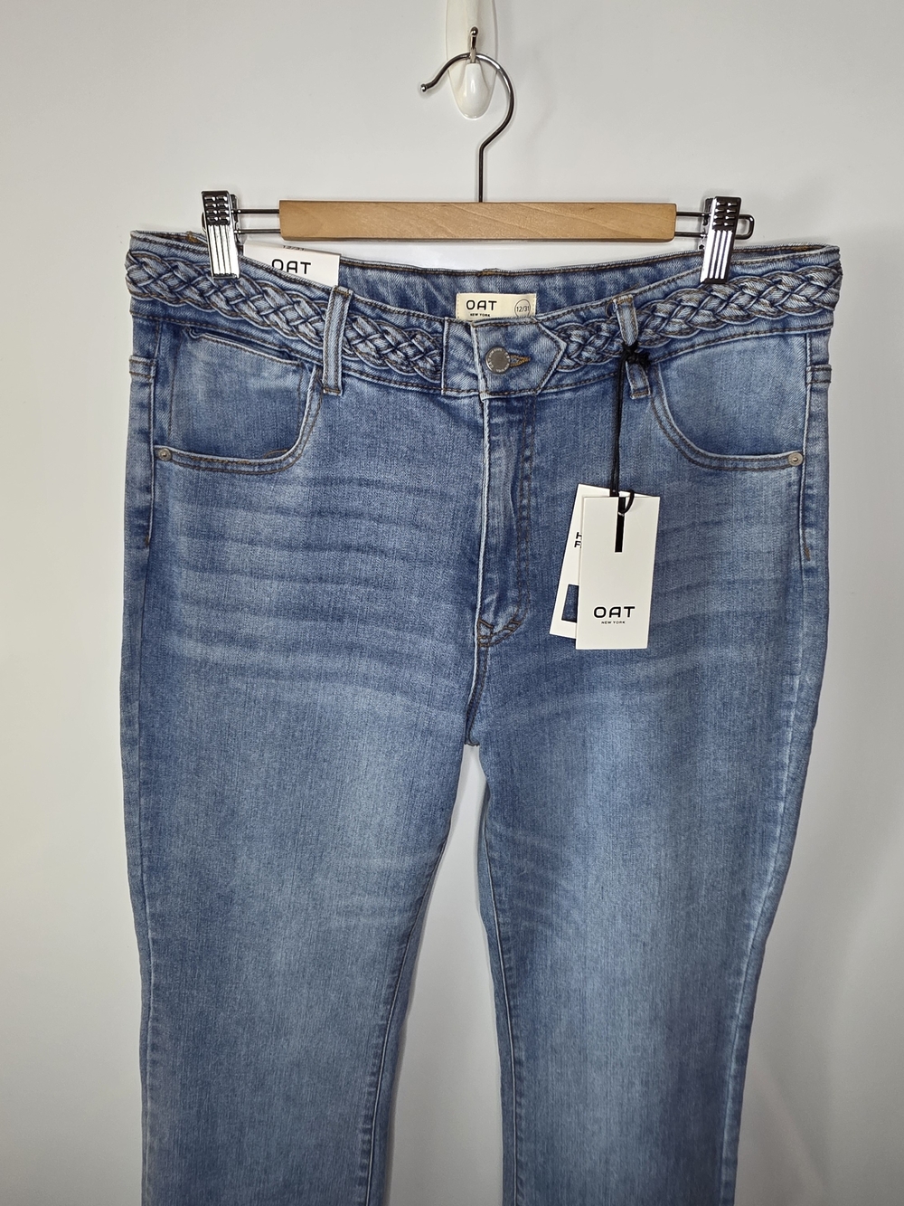Oat New York high rise wide leg jeans w/braided waistband NWT 12/31